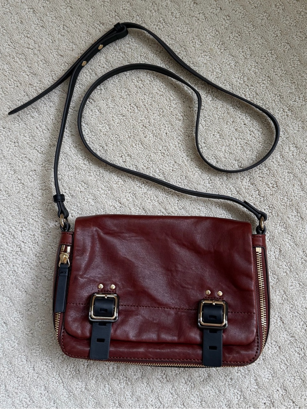 Vince Camuto Burgundy Leather Crossbody Bag